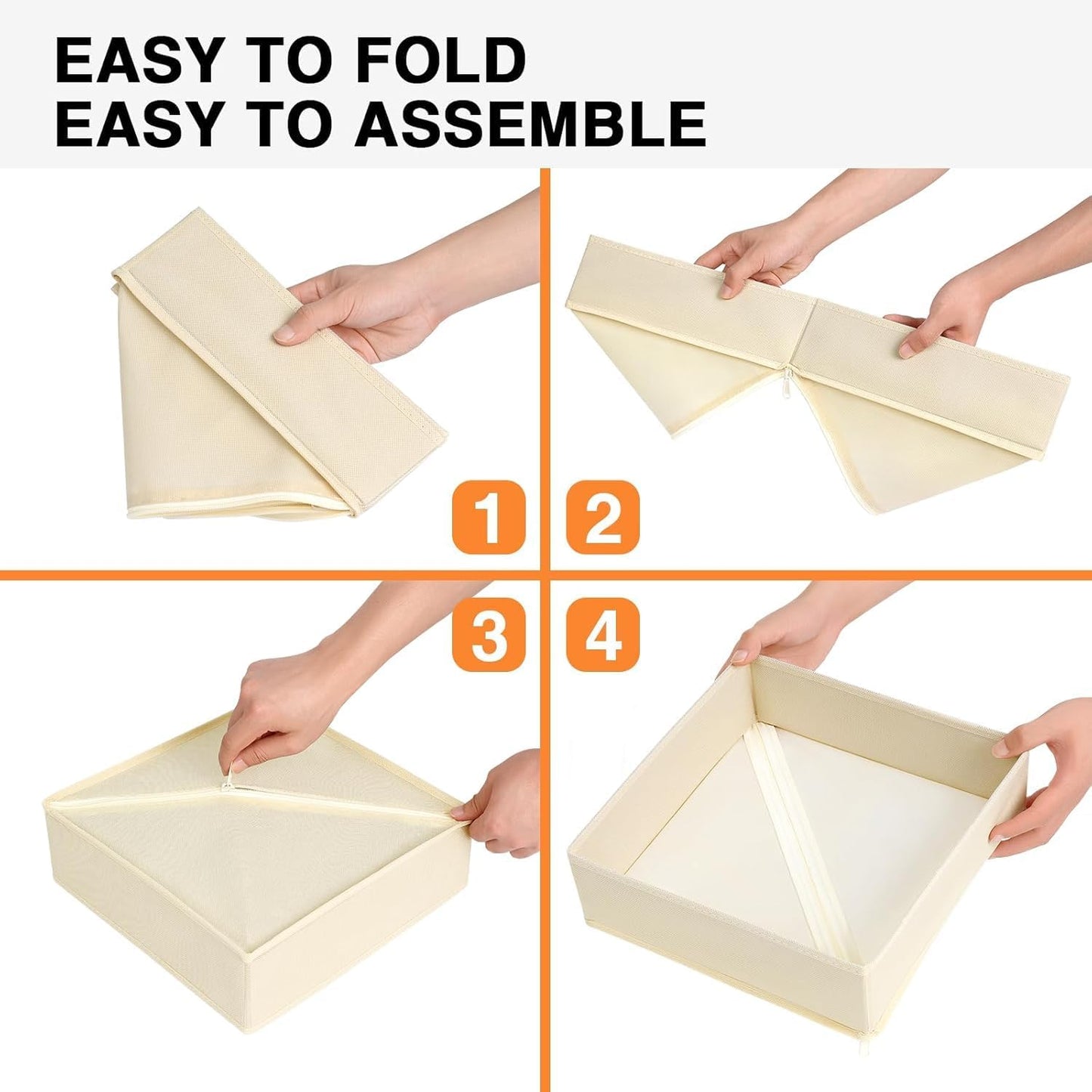 DIMJ Drawer Organizer Clothes, 15 Pack Dresser Organizer, Foldable Closet Organizers and Storage, Fabric Dresser Bins, Drawer Dividers for Nursery, Baby Clothes, Underwears, Sock (Beige)