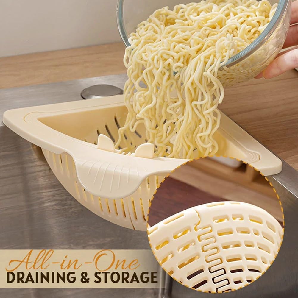 Magnetic Drainage & Filter Basket, Punch-Free Triangular Sink Strainer with Twist-Open Bottom, Strong Magnetic Fixation, Corner Kitchen Organizer for Washing Fruits & Vegetables(Color b)