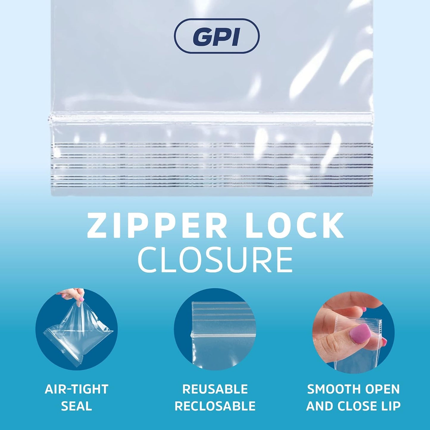 GPI - 9" x 12" - 100 Count, 2 Mil Thick, Clear Reclosable Zip Plastic Poly Bags with Resealable Lock Seal Zipper. for A4 Letter Size Paper, Apparel, Clothing, Food, Household & Office Supplies