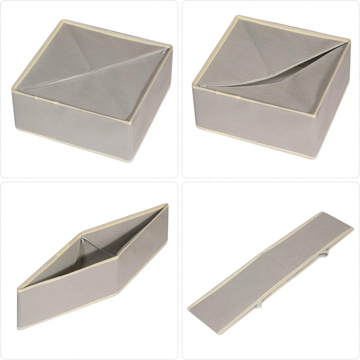 DIOMMELL 12 Pack Foldable Cloth Storage Box Closet Dresser Drawer Organizer Fabric Baskets Bins Containers Divider for Baby Clothes Underwear Bras Socks Lingerie Clothing,Grey 444