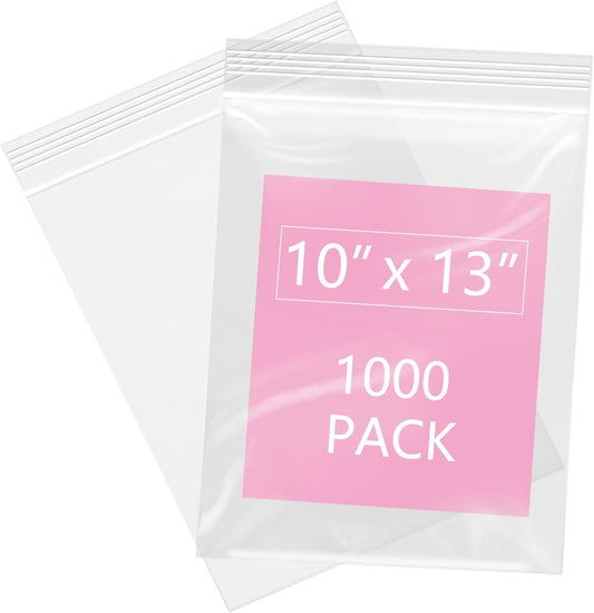iMailer - 1000 Pcs- 10" x 13" Clear Zip Bags - Reclosable Plastic Zip Poly Bags 2 Mil for Prints, Photos, Documents, Clothing, T-Shirt