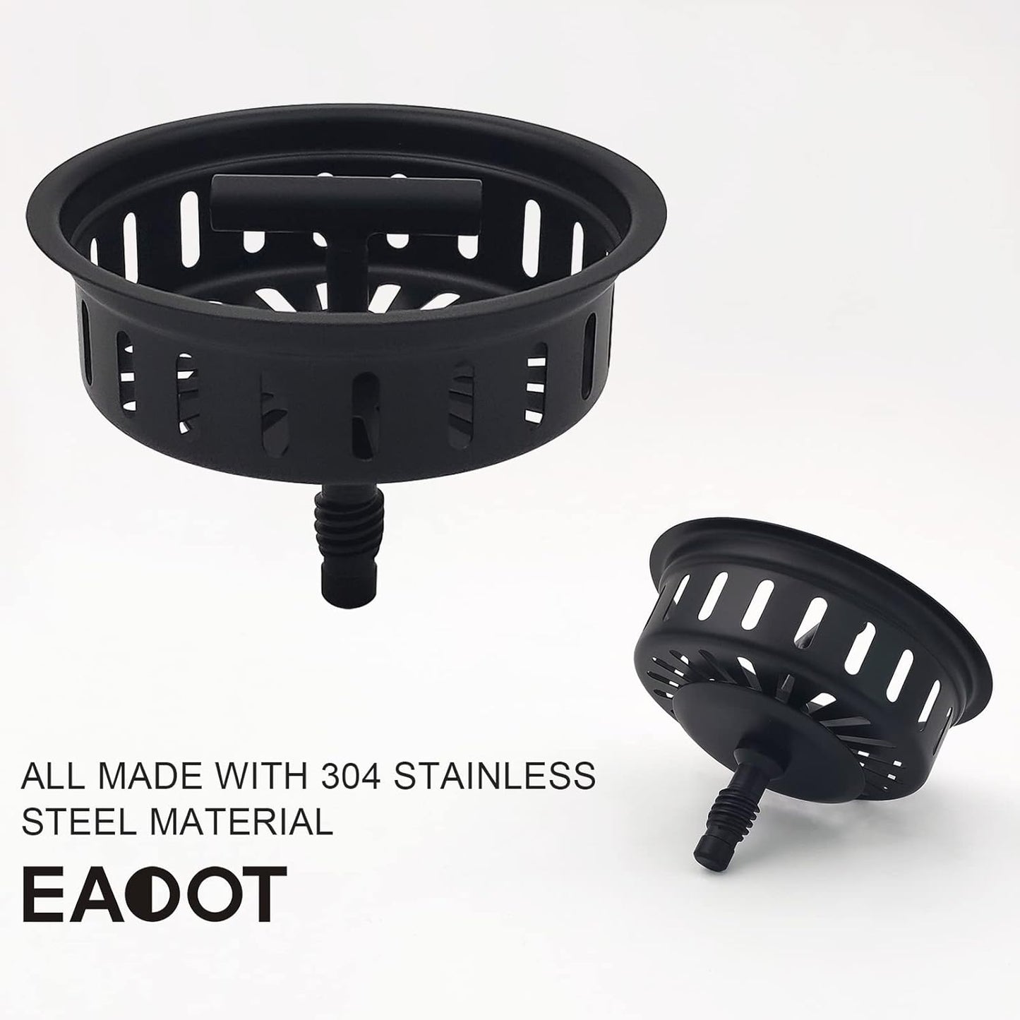3-1/2 Inch Matte Black All Stainless Steel Kitchen Sink Drain Strainer Assembly with Strainer Basket, Drain Stopper Replacement for 3.5 Inch Kitchen Sink