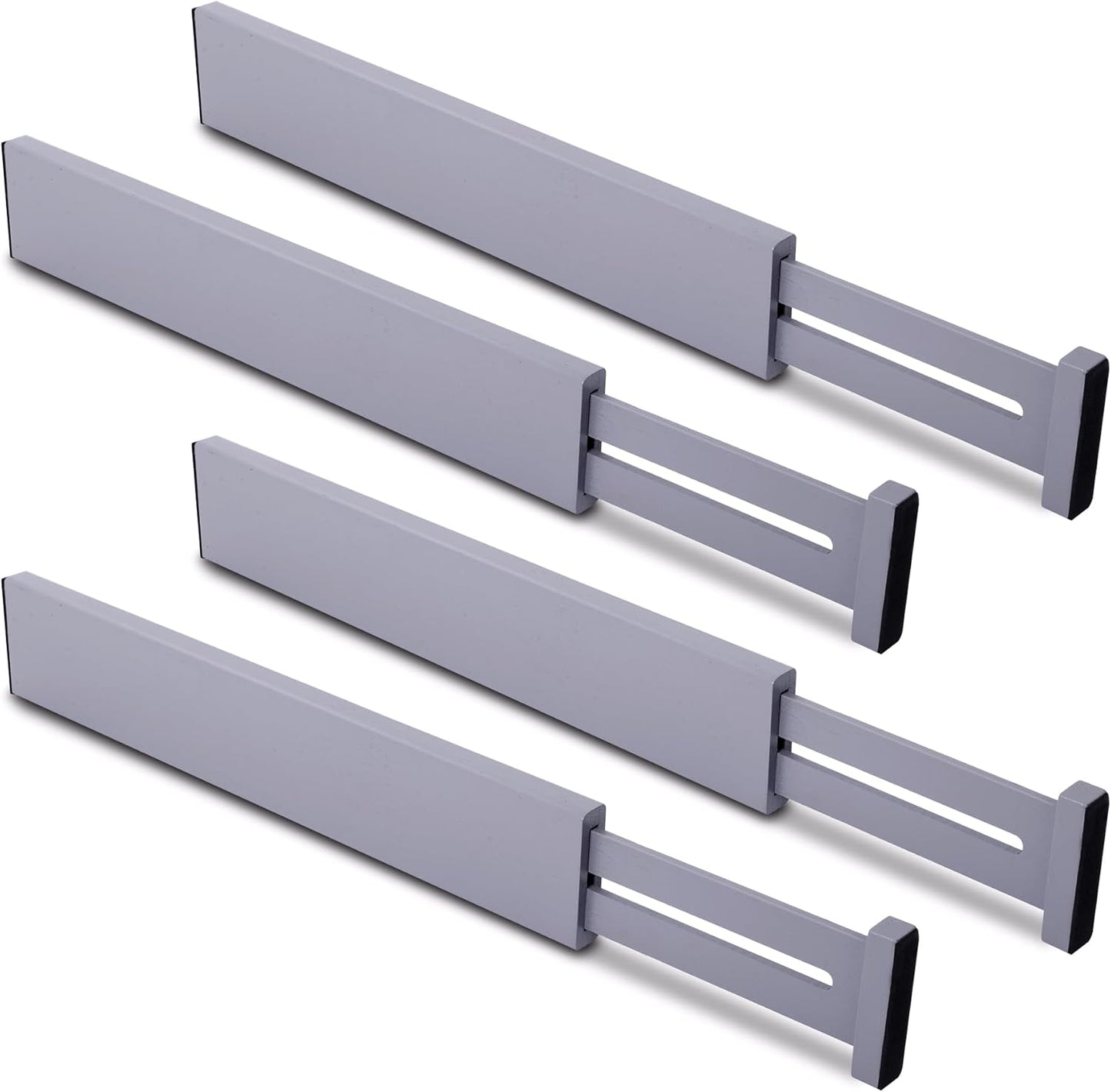 Utoplike Bamboo Drawer Dividers Large, Gray Kitchen Drawer Organizers Adjustable, Spring Loaded, Works in Dresser, Bathroom, Bedroom, Desk, 4 pcs, 2.4" H