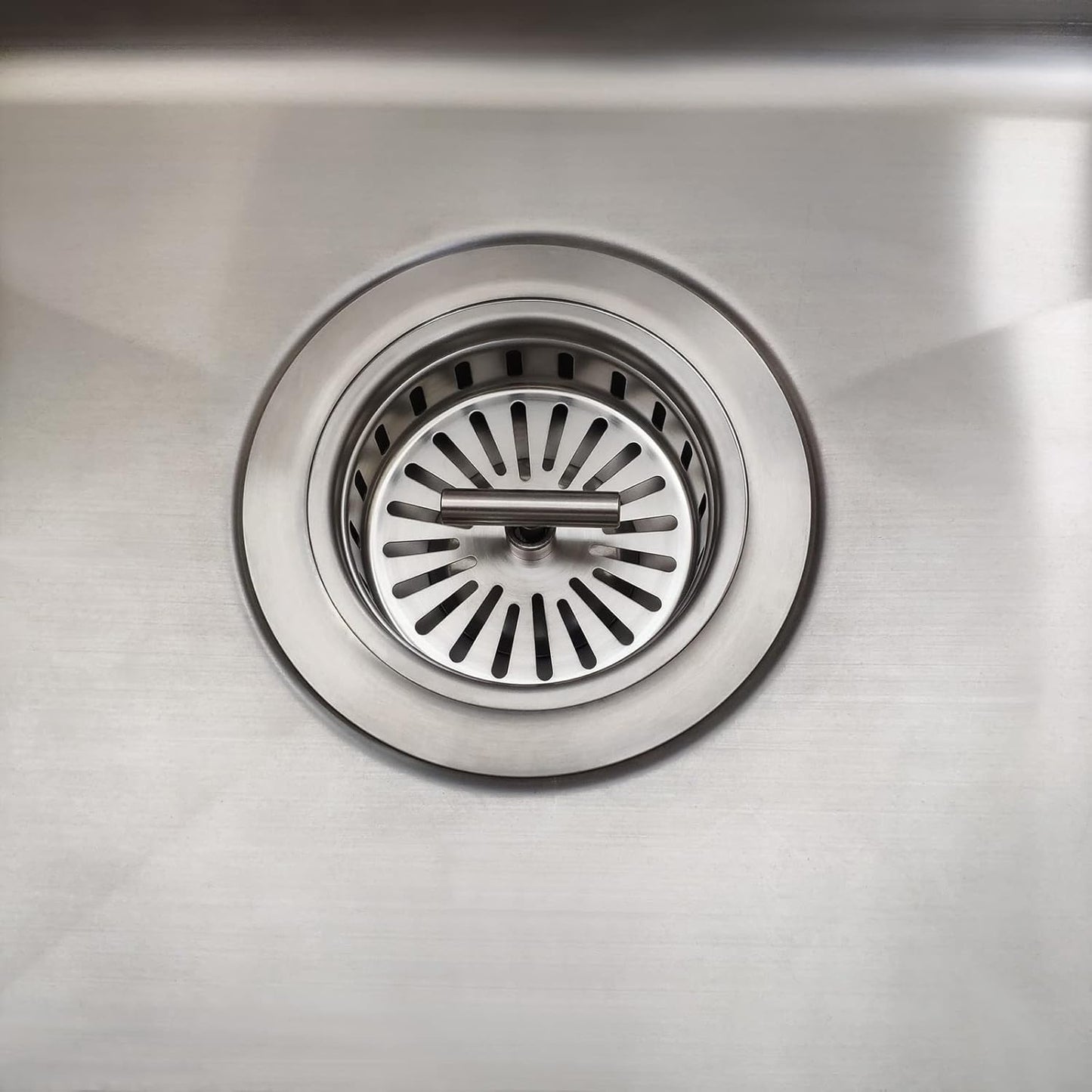 3-1/2 Inch Brushed Nickel Sink Strainers for Kitchen Sink, Stainless Steel Kitchen Sink Drain Strainer Assembly with Strainer Basket And Drain Stopper, US Standard Kitchen Sink Drain Replacement