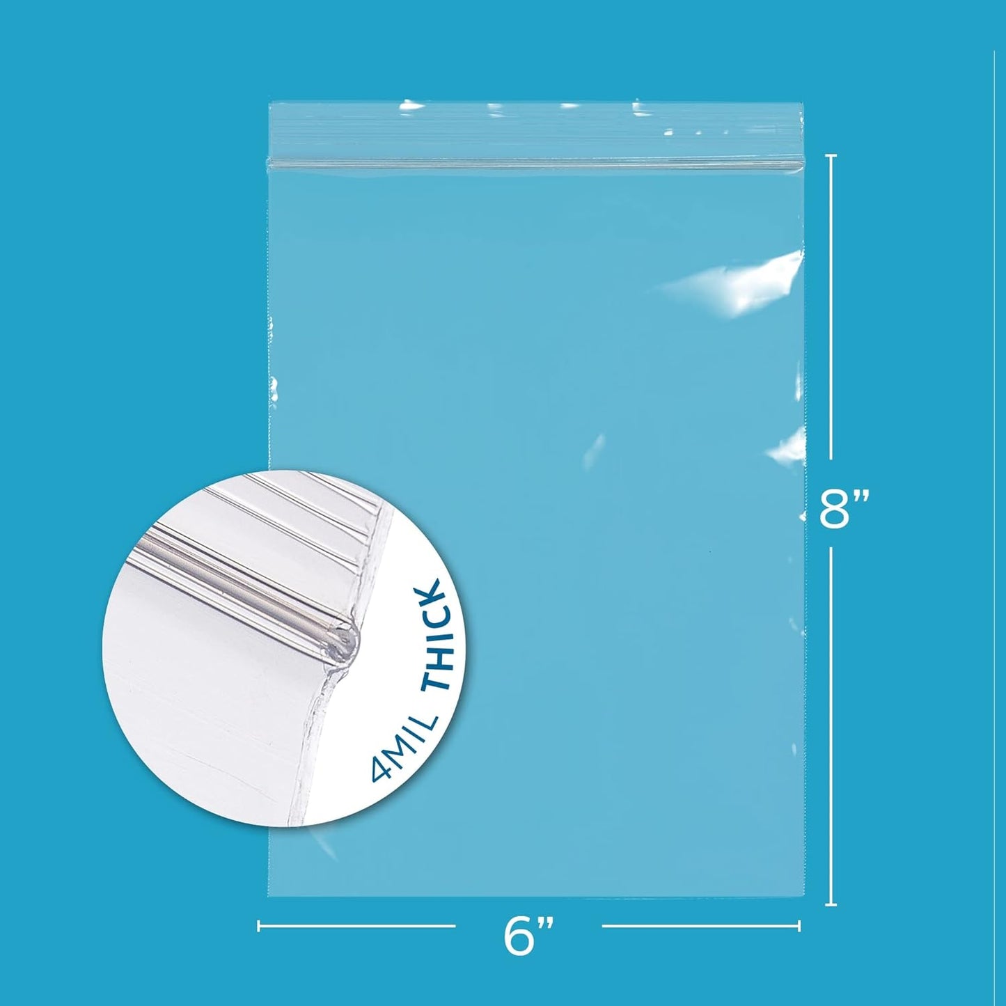 CLEAR PLASTIC RECLOSABLE ZIP BAGS - Bulk GPI Case Of 1000 6" x 8" 4mil Thick Heavy Duty, Strong & Durable Poly Baggies With Resealable Zipper Lock For Travel, Storage, Packaging & Shipping.