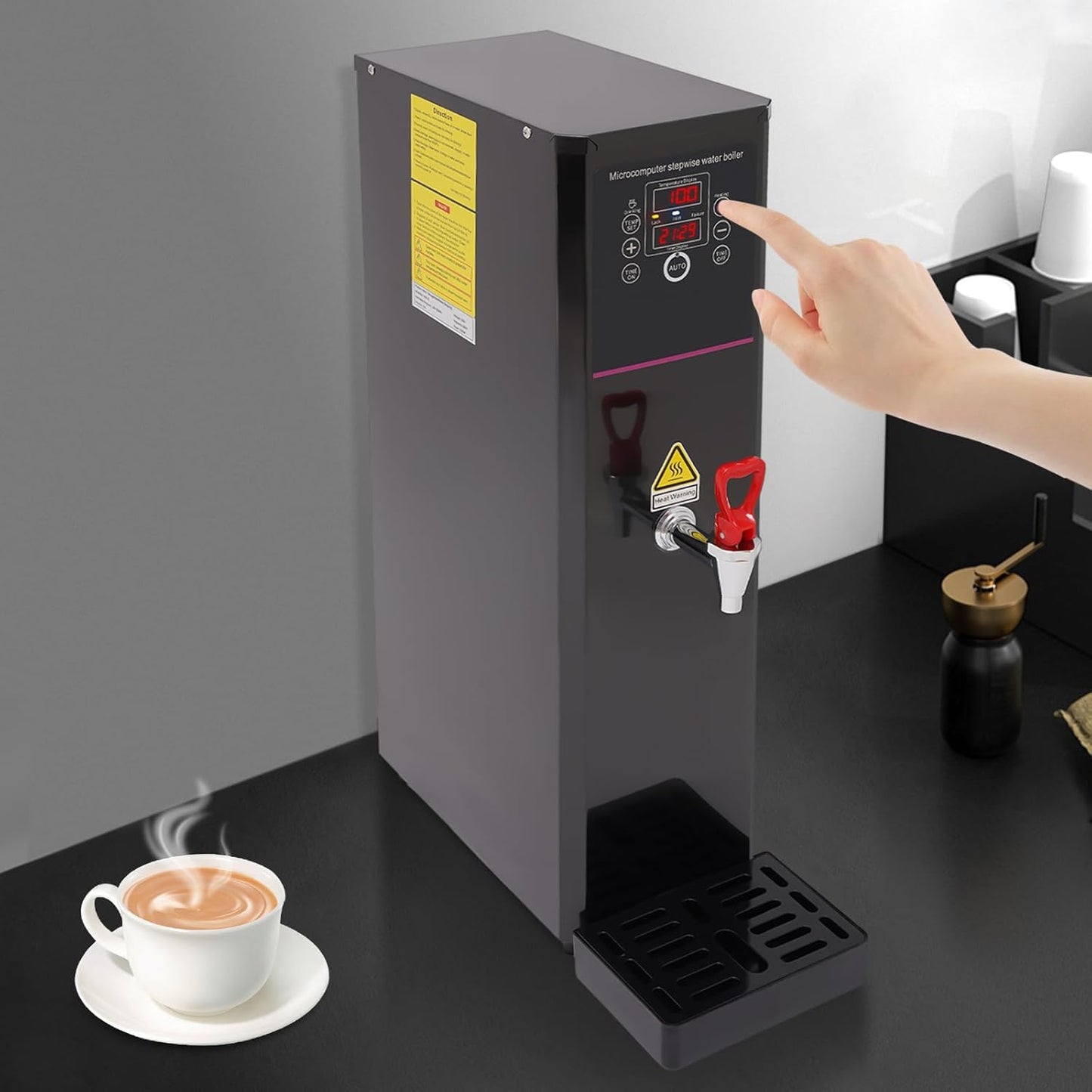 Step-Heating Commercial Hot Water Dispenser, 20L/5.28Gal Hot Water Boiler Dispenser Electric Water Pot Boiler Commercial Boiling Water Machine for Tea Coffee Shop Dessert Shop Hotel - 45L/H 3000W