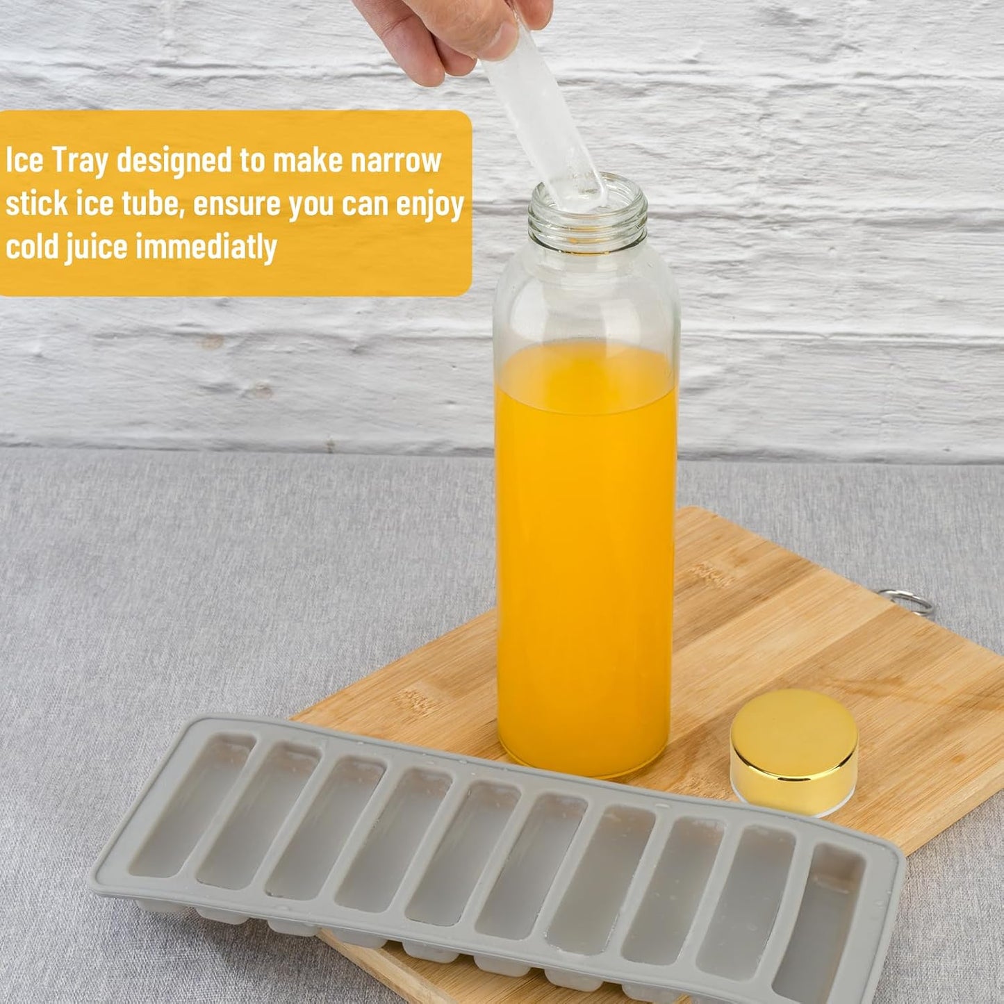 Zukro Glass Water Bottles with Lids 18 oz, Reusable Juice Bottles for Juicing, Leak Proof Juice Storage Containers for Fridge, Clear Drinking Jars With Stainless Steel Caps, BPA Free, Set of 12 Gold