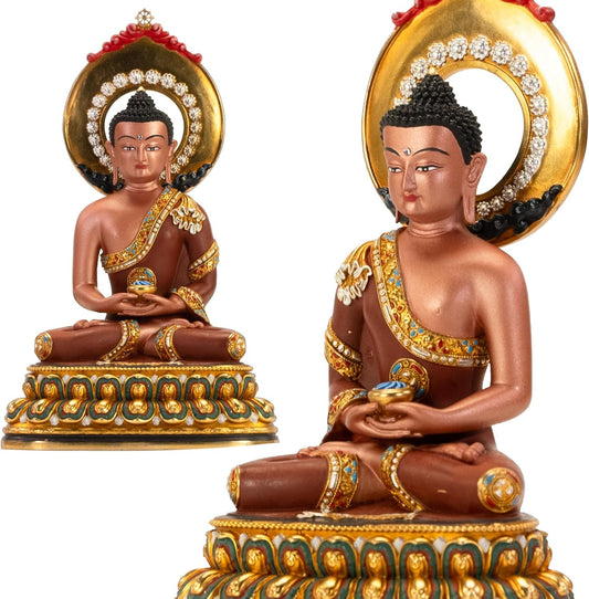 Buddha Statue Indoor, Handmade Tibetan Buddhism Copper Decoration, Hand-Painted Buddhist Budda, Hinduism Nepalese Craft Meditation(5.51", Amitabha)