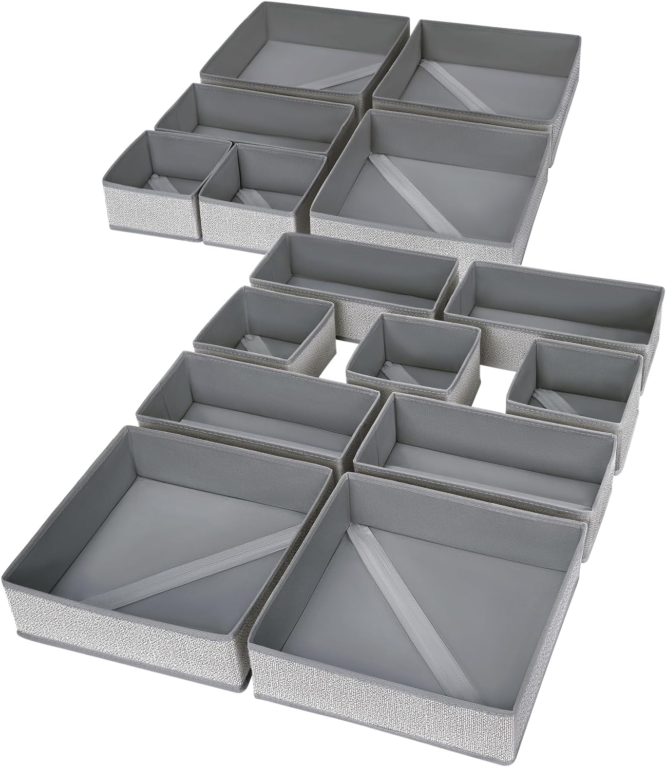 DIMJ Drawer Organizers Cloths, Closet Underwear Organizer, 15 Packs Foldable Closet Organizers, Sock Drawer Organizer, Fabric Dresser Drawer Dividers for Clothes Underwear Bras Socks