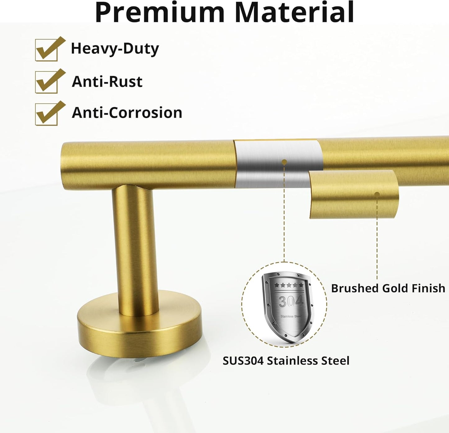 SAYAYO Towel Racks for Bathroom, 31.5 Inch Towel Bar Brushed Gold, Towel Rod Wall Mount, SUS304 Stainless Steel Towel Holder (29 Inch Total Length)