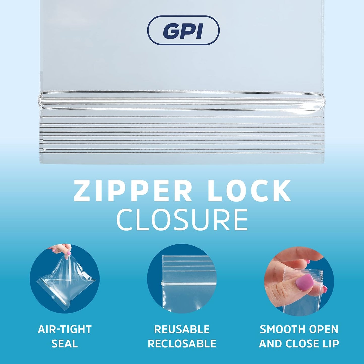 GPI - 9" X 12" Bulk Pack of 1000, 4 Mil Thick, Heavy Duty, Clear Plastic Reclosable Freezer Zip Bags, Strong & Durable Poly Baggies with Resealable Zipper Top Lock.