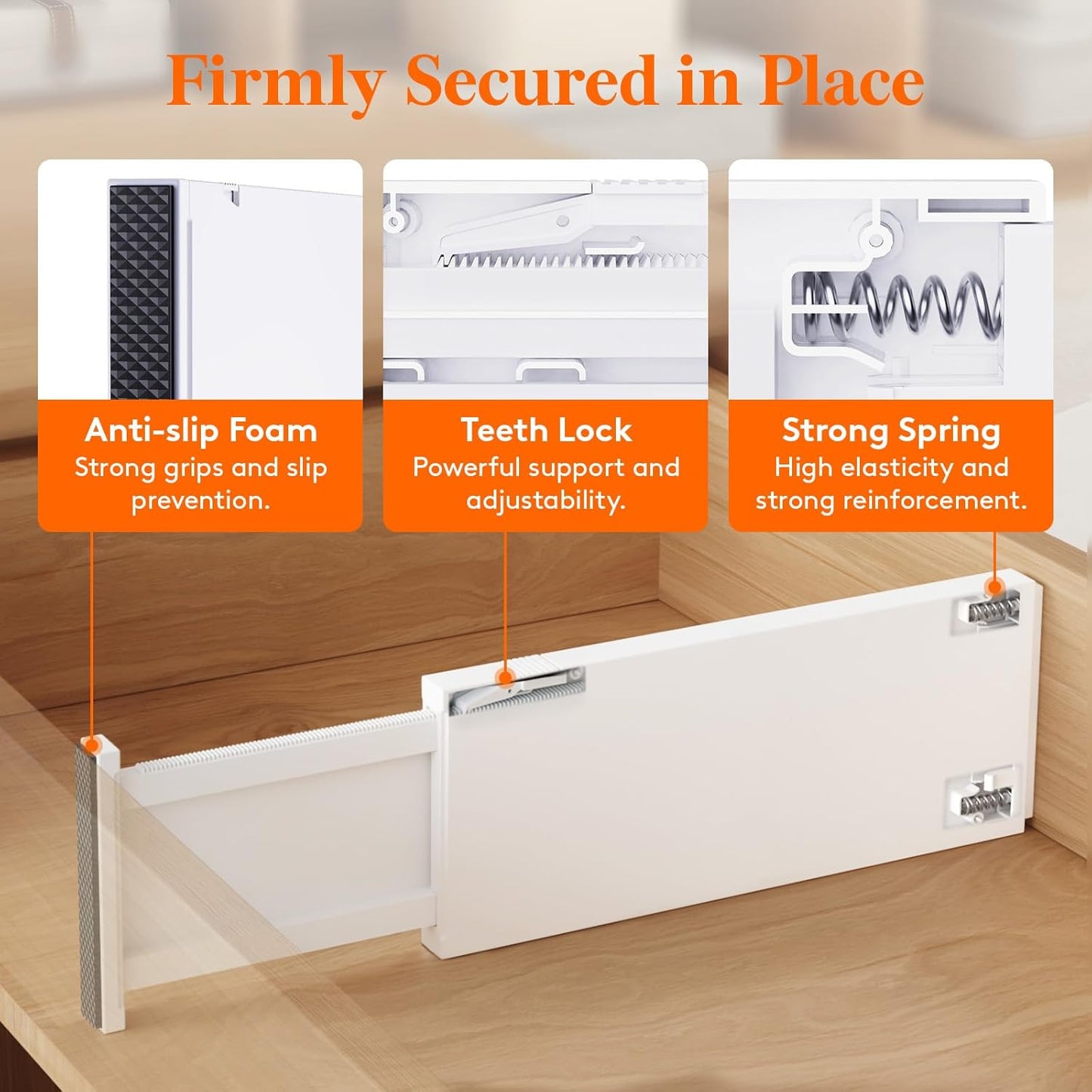 Lifewit 5 Pack Drawer Dividers 5" High, 13.5-22" Adjustable Clothes Organizers, Expandable Dresser Separators in Bedroom/Bathroom/Kitchen/Office