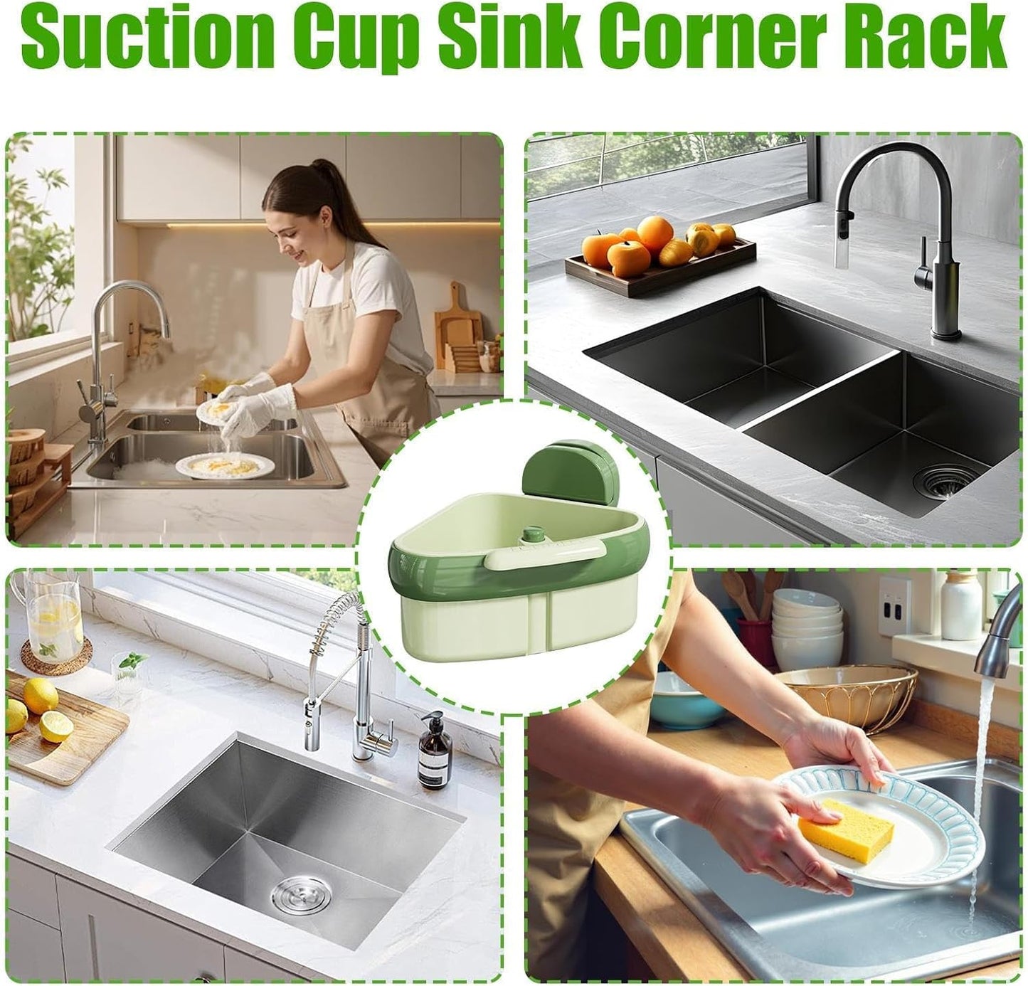 Corner Sink Strainer,2025 New Suction Cup Press Sink Strainer Basket,Automatic Dumping food Waste Catcher for Sink,Faucet Sponge Storage Rack,Corner Sink Trash Catcher for Food Waste (Yellow 2PCS)