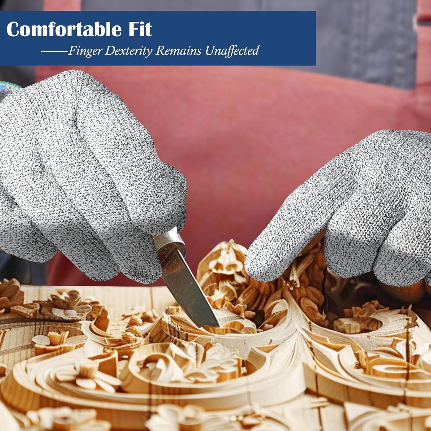 Dowellife Soft Level 9 Cut Resistant Gloves Food Grade, Steel Wire Mixed Kitchen Safety Gloves for Chef Oyster Shucking Mandoline Knife Butcher Meat Cutting Carving (X-Large)