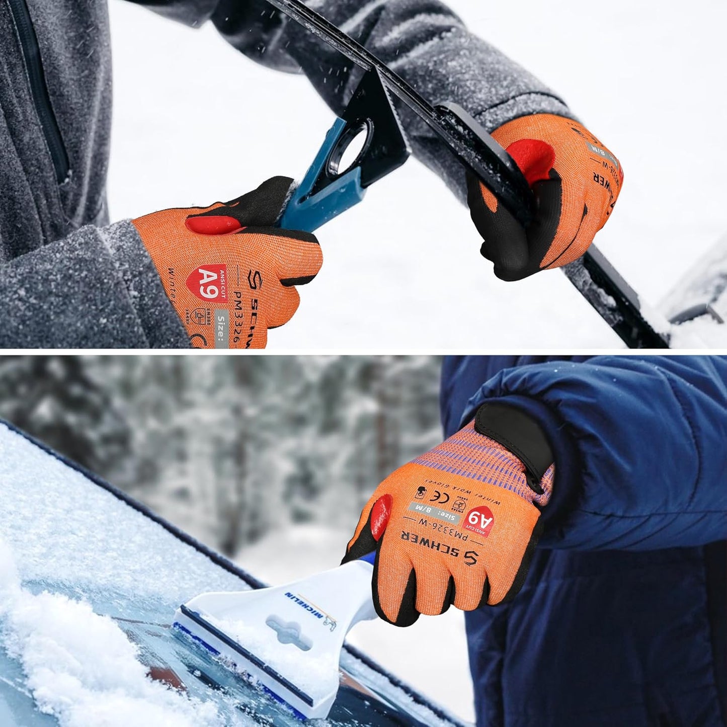 FreezeGuard-X Winter Work Gloves for Men and Women, ANSI A9 Cut Resistant Gloves for Extreme Protection, Freezer Glove With Super Grip, Touchscreen, Thermal Insulated, Non PFAS, PM3326-W (M,1 Pair)