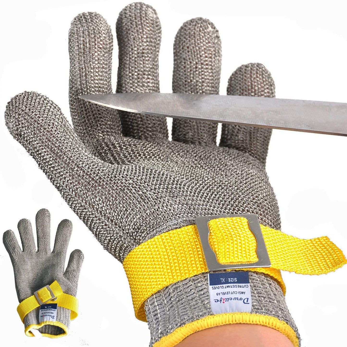 Dowellife Level 9 Cut Resistant Glove, Grey, X-Large, 2 Pcs