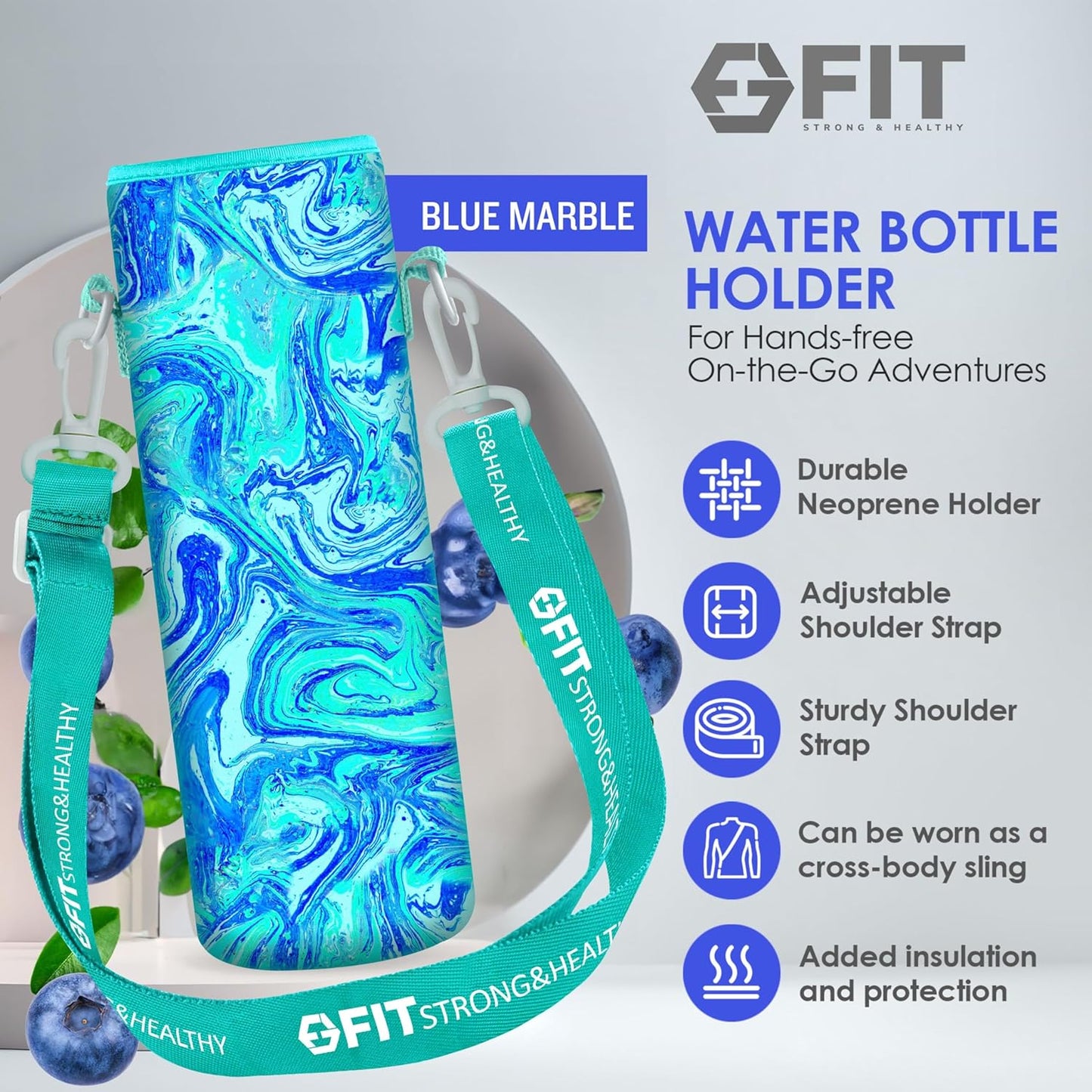 FIT Strong & Healthy 32 oz Glass Water Bottle with Straw Lid, Time Marker, Sleeve & Extra Lid - Motivational, Wide Mouth 1 Liter Glass Drinking Bottle